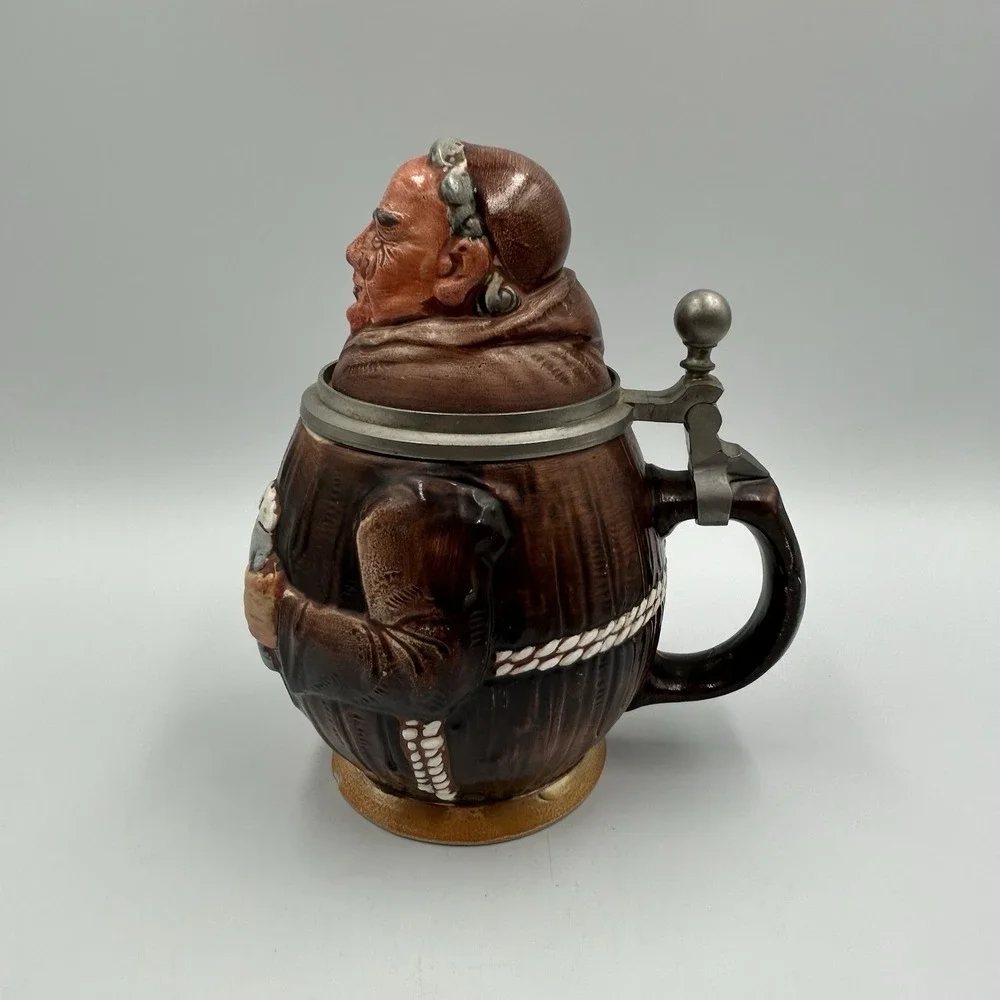 VTG Reinhold Merkelbach Germany‎ Lidded Stein Friar/Monk Holding Bible and Beer